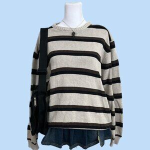 earth tone striped indie skate grunge knit sweater